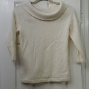 Vintage style cowl neck 3/4 sleeve fuzzy sweater